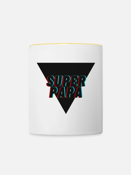 SUPER PAPA - Tasse zweifarbig - Weiß/Gelb