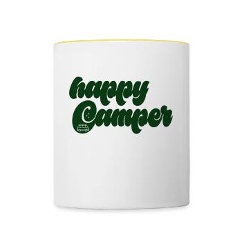 happy Camper - Tasse zweifarbig - Weiß/Gelb - Vorne
