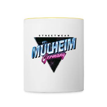 Mülheim Germany City Skyline Vintage Retro - Contrasting Mug - white/yellow - Front
