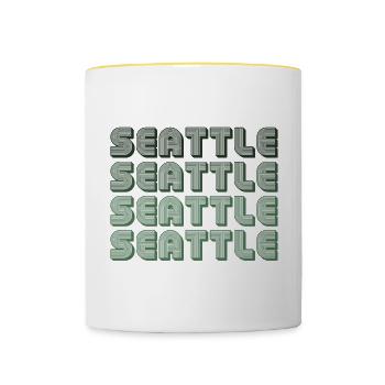 Seattle Blockgrid Pattern - Contrasting Mug - white/yellow - Front