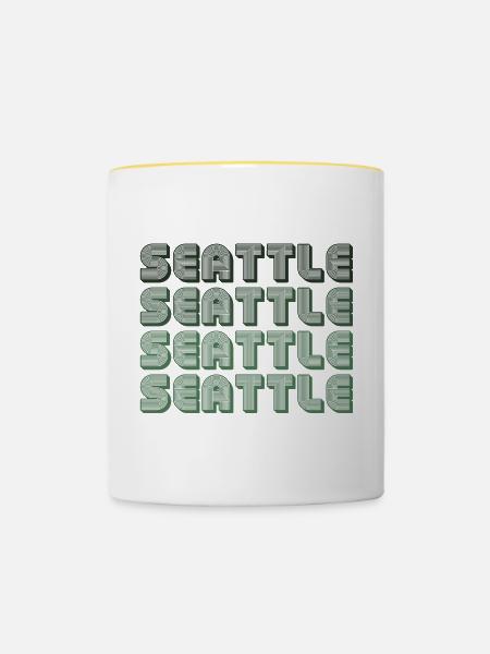 Seattle Blockgrid Muster - Tasse zweifarbig - Weiß/Gelb