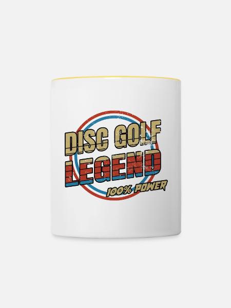 Disco Golf Legenden Design - Tasse zweifarbig - Weiß/Gelb