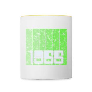 Born 1955 - Contrasting Mug - white/yellow - Front