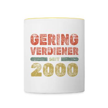 Jahr 2000 - Tasse zweifarbig - Weiß/Gelb - Vorne