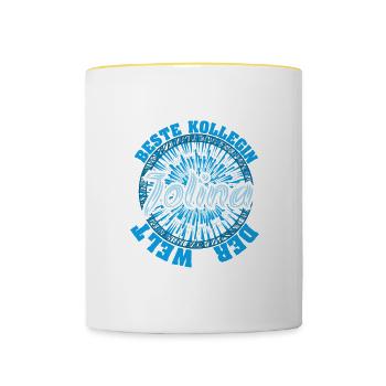 Beste Arbeitskollegin Jolina - Tasse zweifarbig - Weiß/Gelb - Vorne