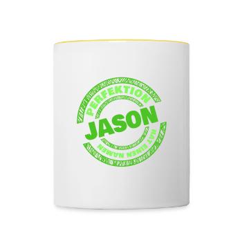 Vorname Jason - Tasse zweifarbig - Weiß/Gelb - Vorne