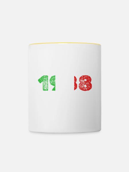 Jahr 1988 - Tasse zweifarbig - Weiß/Gelb