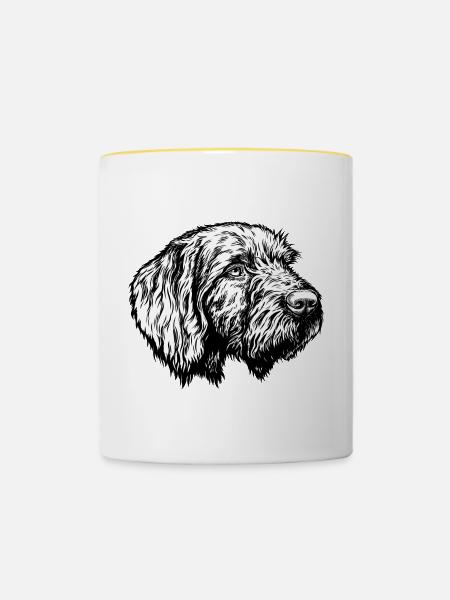 Pudelpointer Portrait - Tasse zweifarbig - Weiß/Gelb