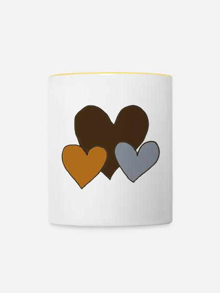 herzen dreierpack - Tasse zweifarbig - Weiß/Gelb