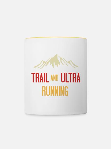 Trail- und Ultraläufe - Tasse zweifarbig - Weiß/Gelb