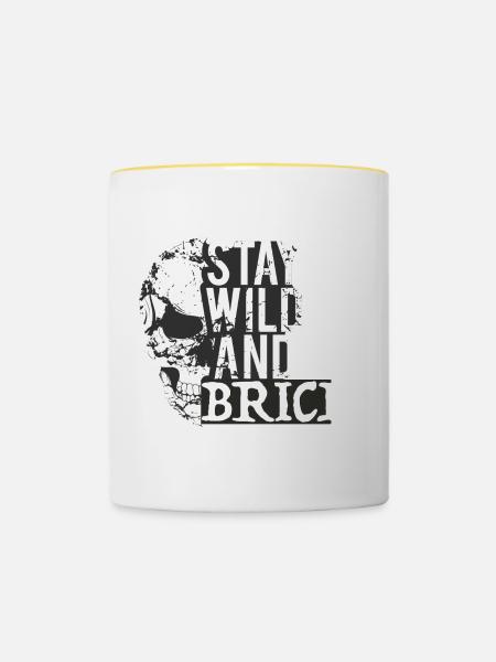 Stay Wild Skull Brick Design - Tasse zweifarbig - Weiß/Gelb