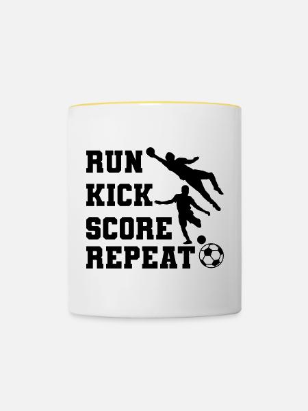 Motivation für Fußballspieler - Tasse zweifarbig - Weiß/Gelb