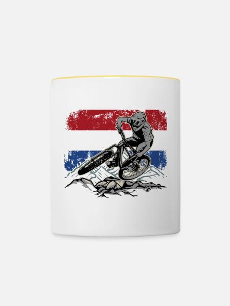 Dutch Flag Mountainbiker - Tasse zweifarbig - Weiß/Gelb