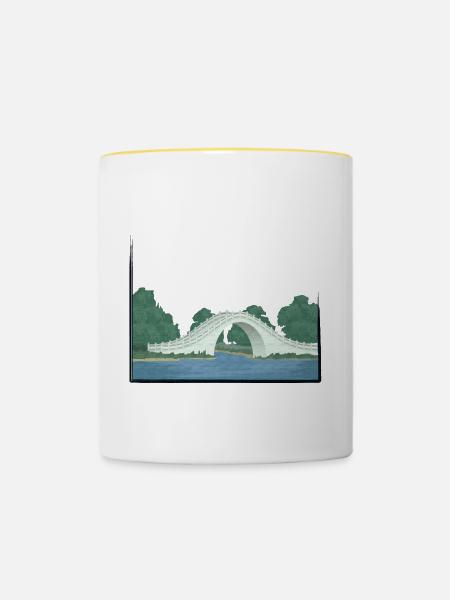 chinesische Brücke - Tasse zweifarbig - Weiß/Gelb