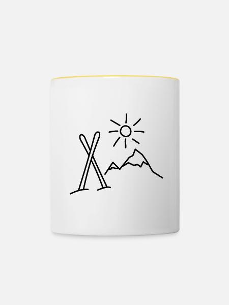 Ski fahren - Tasse zweifarbig - Weiß/Gelb