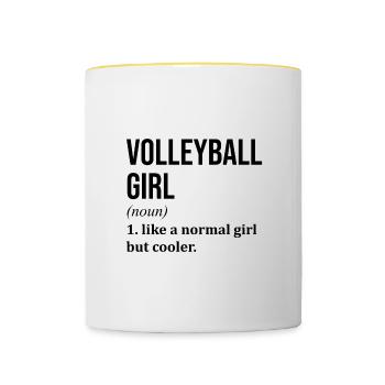 volley-ball - Mug contrasté - blanc/jaune - Devant