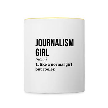 Journaliste Journaliste Journaliste - Mug contrasté - blanc/jaune - Devant