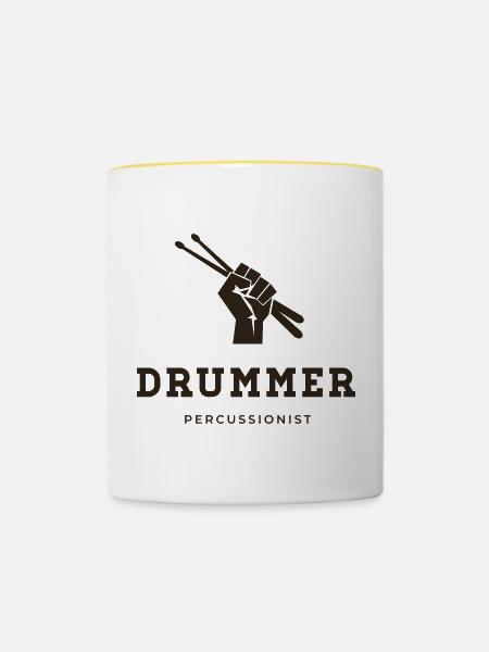 Schlagzeuger, Perkussionist - Tasse zweifarbig - Weiß/Gelb