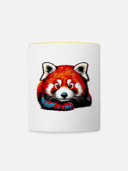 Kleiner Panda - Tasse zweifarbig - Weiß/Gelb