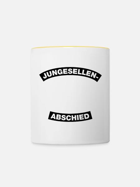 Junggesellenabschied Rahmen Element 1C (MC-Style) - Tasse zweifarbig - Weiß/Gelb