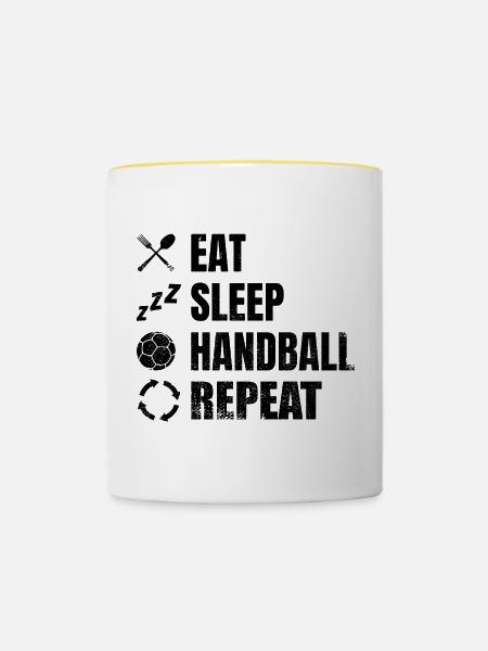 Handballer Routine - Tasse zweifarbig - Weiß/Gelb