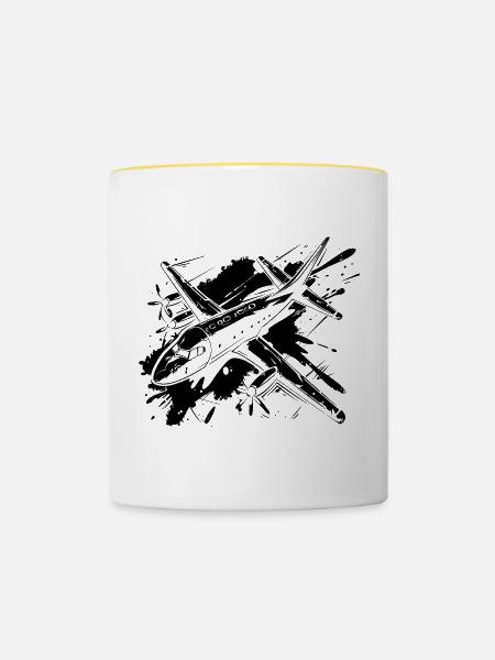 Luftfahrzeug - Tasse zweifarbig - Weiß/Gelb