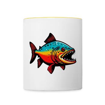 Piranha - Mug contrasté - blanc/jaune - Devant