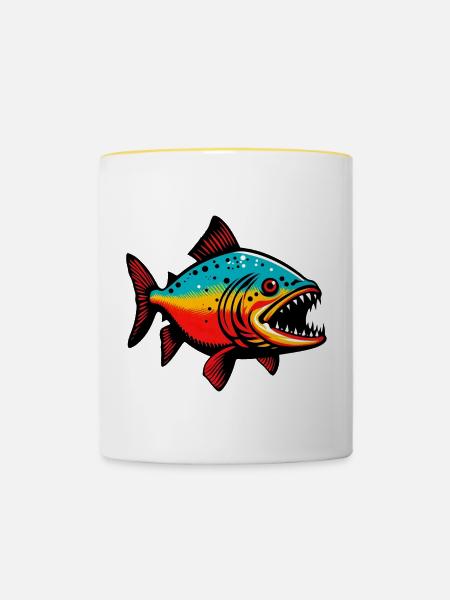 Piranha - Tasse zweifarbig - Weiß/Gelb