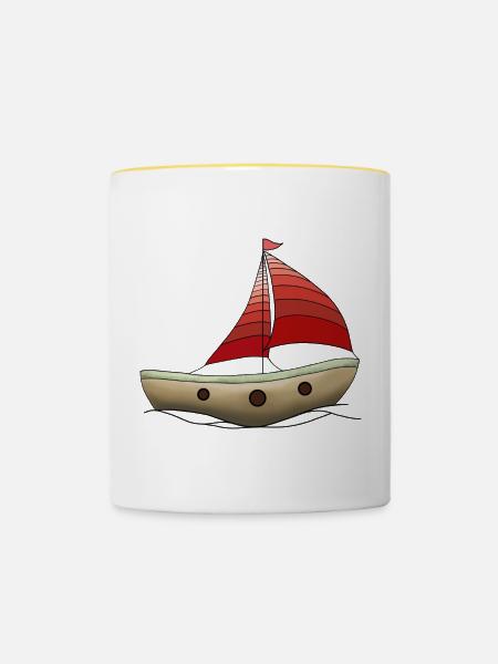 Boot - Tasse zweifarbig - Weiß/Gelb