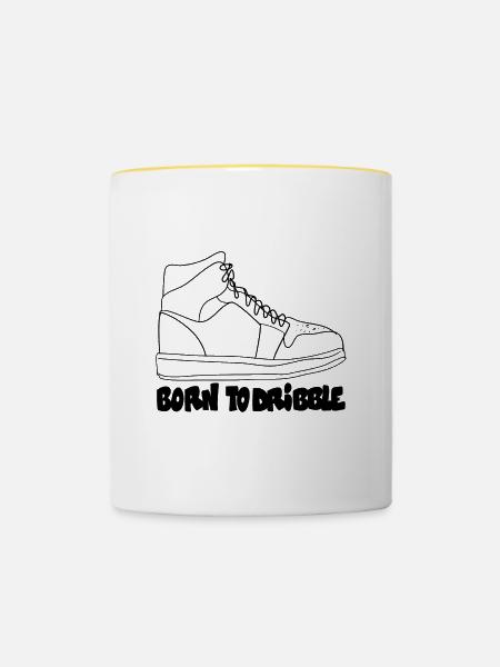Born To Dribble – Basketball-Statement - Tasse zweifarbig - Weiß/Gelb