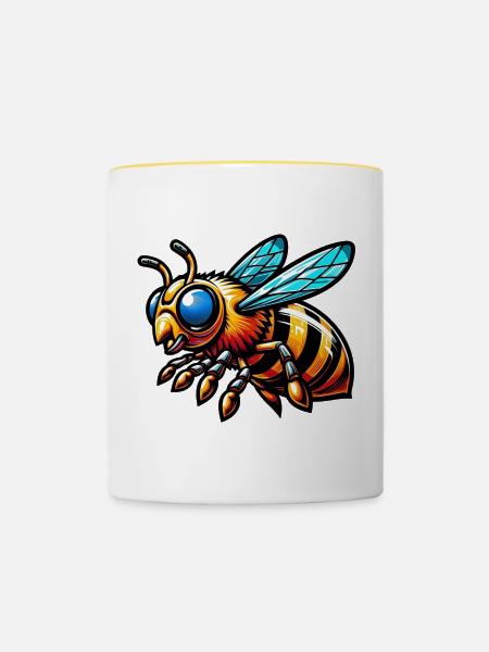Biene - Tasse zweifarbig - Weiß/Gelb