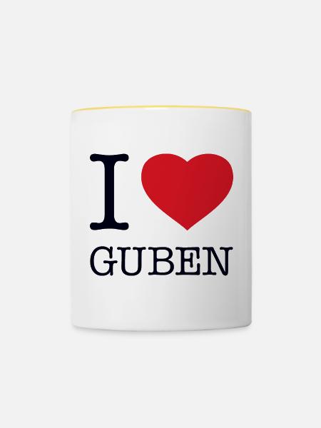 I LOVE GUBEN - Tasse zweifarbig - Weiß/Gelb