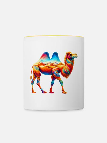 Kamel - Tasse zweifarbig - Weiß/Gelb