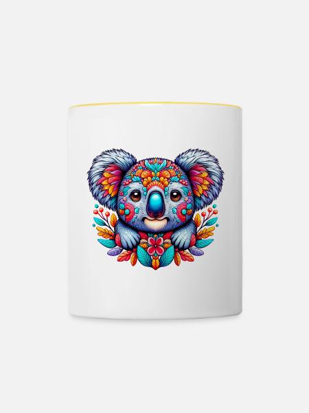 Koala - Tasse zweifarbig - Weiß/Gelb