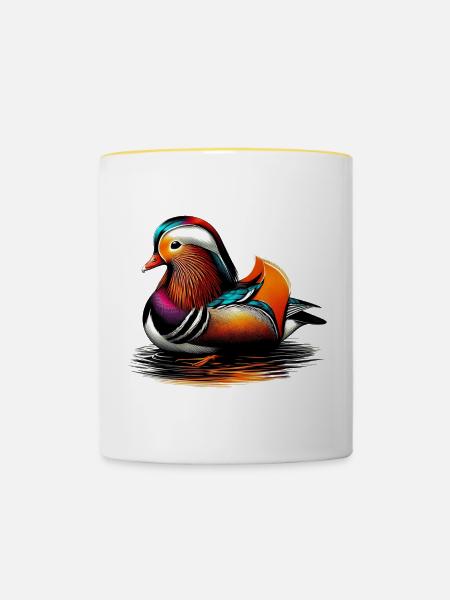 Mandarinente - Tasse zweifarbig - Weiß/Gelb