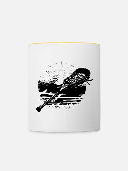 Lacrosseschläger - Tasse zweifarbig - Weiß/Gelb