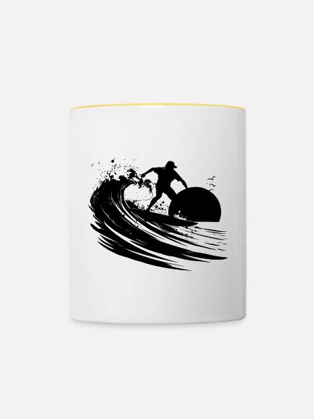 Surfer - Tasse zweifarbig - Weiß/Gelb