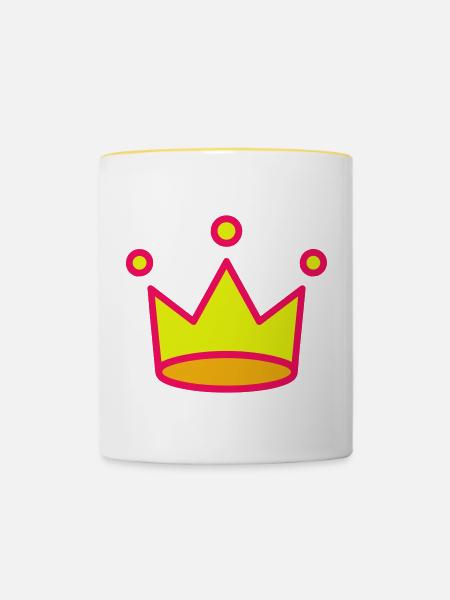 Crown Icon - Tasse zweifarbig - Weiß/Gelb