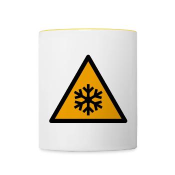 Eiskalt | Schneeflocke im Dreieck - Contrasting Mug - white/yellow - Front