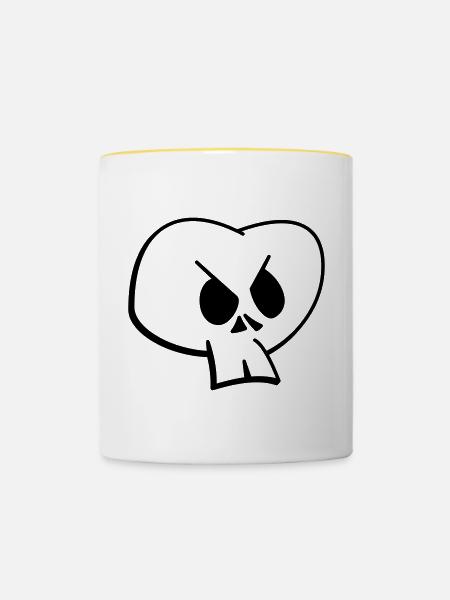 Schädel - Tasse zweifarbig - Weiß/Gelb