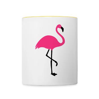 Flamingo -Sommer Sonne Strand - Tasse zweifarbig - Weiß/Gelb - Vorne