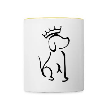 dog with crown - Contrasting Mug - white/yellow - Front
