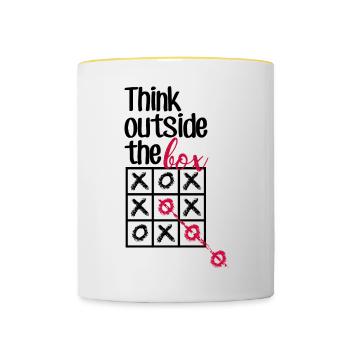 Pink Box Chain-Skript - Tasse zweifarbig - Weiß/Gelb - Vorne