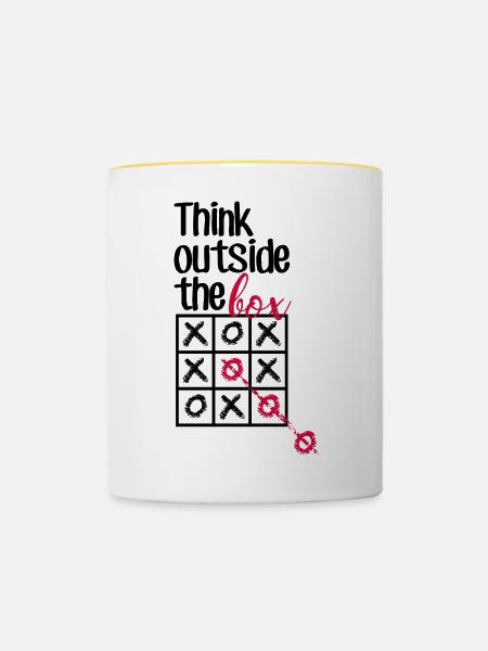 Pink Box Chain-Skript - Tasse zweifarbig - Weiß/Gelb