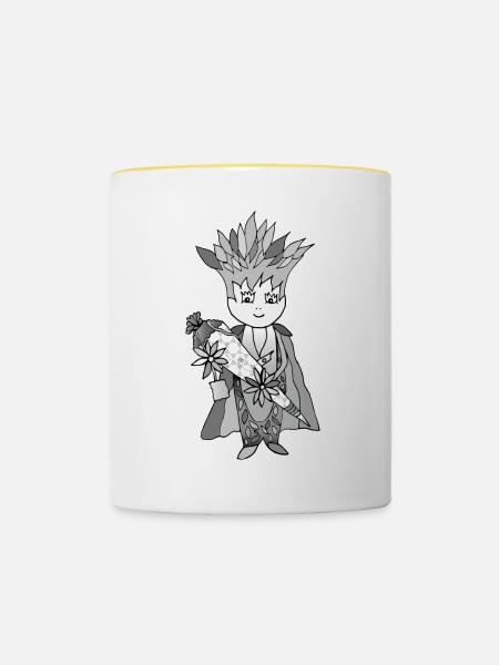 Hurra Schulanfang - Tasse zweifarbig - Weiß/Gelb