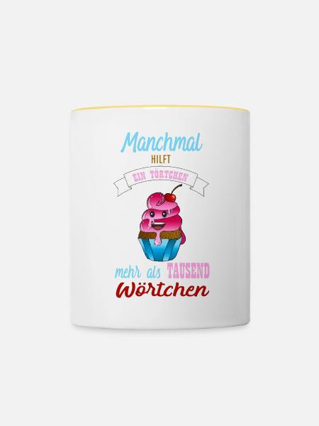 Törtchen. - Tasse zweifarbig - Weiß/Gelb