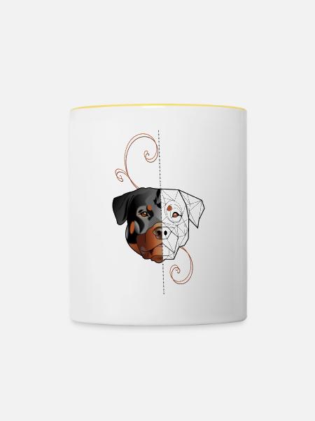 Rottweiler - Doppelseitig - Tasse zweifarbig - Weiß/Gelb