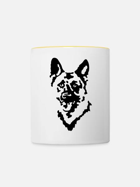 Schäferhund - Tasse zweifarbig - Weiß/Gelb