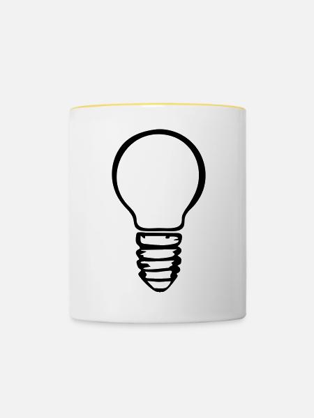 Glühbirne 1farbig - Tasse zweifarbig - Weiß/Gelb