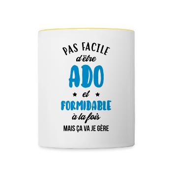 adolescent / enfant / ado / adolescente - Mug contrasté - blanc/jaune - Devant